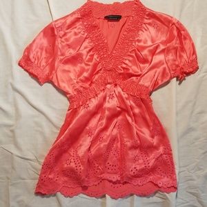 BCBG Maxazaria Coral Silk Blouse